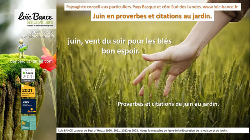 Proverbes; Citations; Jardins; Paysagiste; Landes; Pays Basque; Loïc BANCE; Aménagements paysagers; Concepteur de jardins; Paysagiste Pays Basque; 